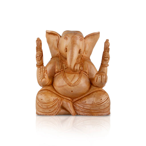 Big Ear Ganesh Murti - 6 x 5.5 Inches | Wooden Statue/ Ganapati Idol/ Vinayagar Statue for Home Decor - Wooden Murties