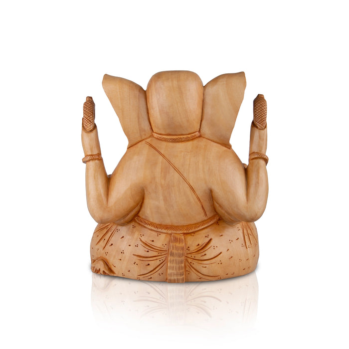 Big Ear Ganesh Murti - 6 x 5.5 Inches | Wooden Statue/ Ganapati Idol/ Vinayagar Statue for Home Decor - Wooden Murties