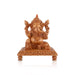 Ganesh Murti - 6 x 5.5 Inches | Wooden Statue/ Ganapati Idol Sitting On Chowki / Vinayagar Statue for Pooja - Wooden Murties