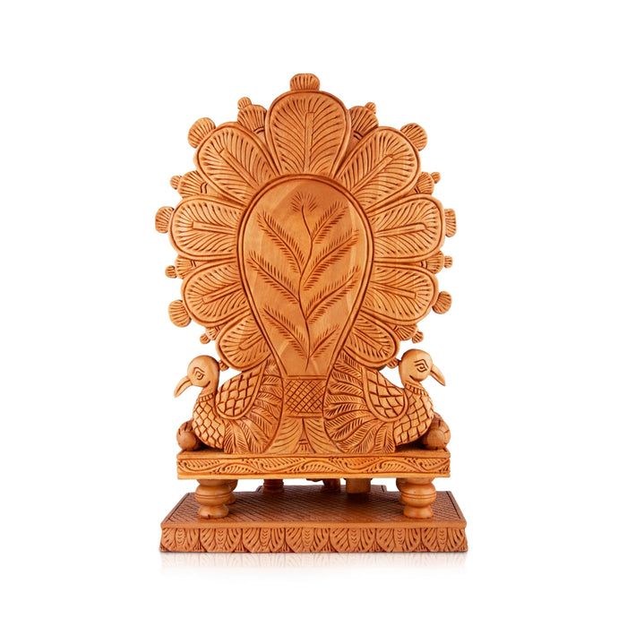 Ganesh Murti Sitting On Chowki - 12 x 8 Inches | Wooden Statue/ Sitting Vinayaka Statue/ Ganpati Murti for Pooja - Wooden Murties