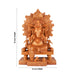 Ganesh Murti Sitting On Chowki - 12 x 8 Inches | Wooden Statue/ Sitting Vinayaka Statue/ Ganpati Murti for Pooja - Wooden Murties