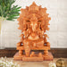 Ganesh Murti Sitting On Chowki - 12 x 8 Inches | Wooden Statue/ Sitting Vinayaka Statue/ Ganpati Murti for Pooja - Wooden Murties
