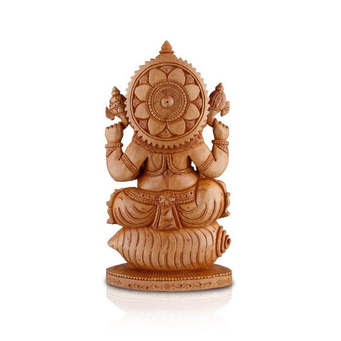 Ganesh Murti - 10 x 6 Inches | Vinayagar Statue/ Wooden Statue/ Flat Ganpati Statue for Pooja - Wooden Murties