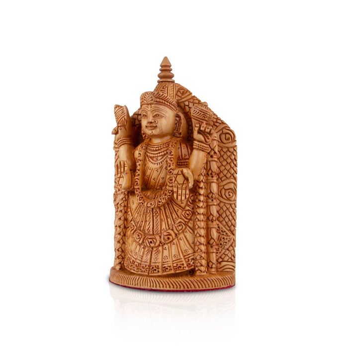 Balaji Murti - 6 x 4 Inches | Wooden Statue/ Lord Balaji Idol/ Venkateswara Swamy Idol for Pooja - Wooden Murties