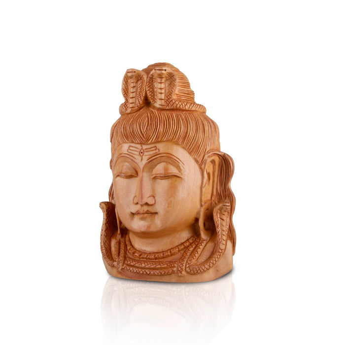 Shiva Bust Statue - 6 x 4 Inches | Wooden Statue/ Shiv Murti/ Shivan Idol for Pooja - Wooden Murties