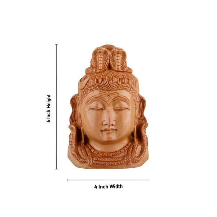Shiva Bust Statue - 6 x 4 Inches | Wooden Statue/ Shiv Murti/ Shivan Idol for Pooja - Wooden Murties