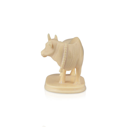 Cow And Calf Idol - 3.5 x 3.5 Inches | Wooden Statue/ Kamdhenu Cow With Calf for Pooja - Table Stand Accessories