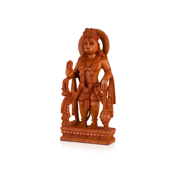 Anjaneya Statue - 8 x 3.5 Inches | Wooden Statue/ Standing Hanuman Statue for Pooja - Wooden Murties