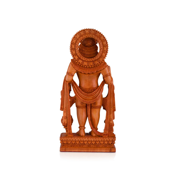 Anjaneya Statue - 8 x 3.5 Inches | Wooden Statue/ Standing Hanuman Statue for Pooja - Wooden Murties
