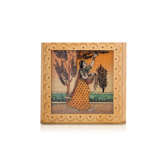 Wooden Pen Stand - 3.5 x 3 Inches | Pen Holder for Desk - Table Stand Accessories