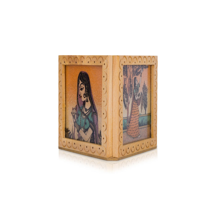 Wooden Pen Stand - 3.5 x 3 Inches | Pen Holder for Desk - Table Stand Accessories