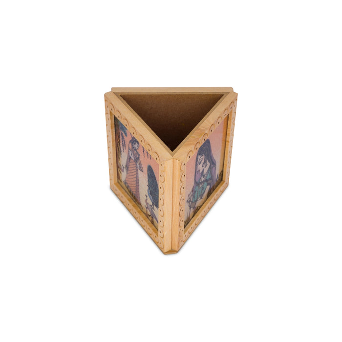 Wooden Pen Stand - 3.5 x 3 Inches | Pen Holder for Desk - Table Stand Accessories