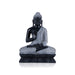 Buddha Statue Sitting On Flower Base - 10 x 7 Inches | Marble Murti/ Black Stone Polish Buddha Murti for Pooja - Fibre Murties