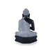 Buddha Statue Sitting On Flower Base - 10 x 7 Inches | Marble Murti/ Black Stone Polish Buddha Murti for Pooja - Fibre Murties