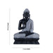 Buddha Statue Sitting On Flower Base - 10 x 7 Inches | Marble Murti/ Black Stone Polish Buddha Murti for Pooja - Fibre Murties