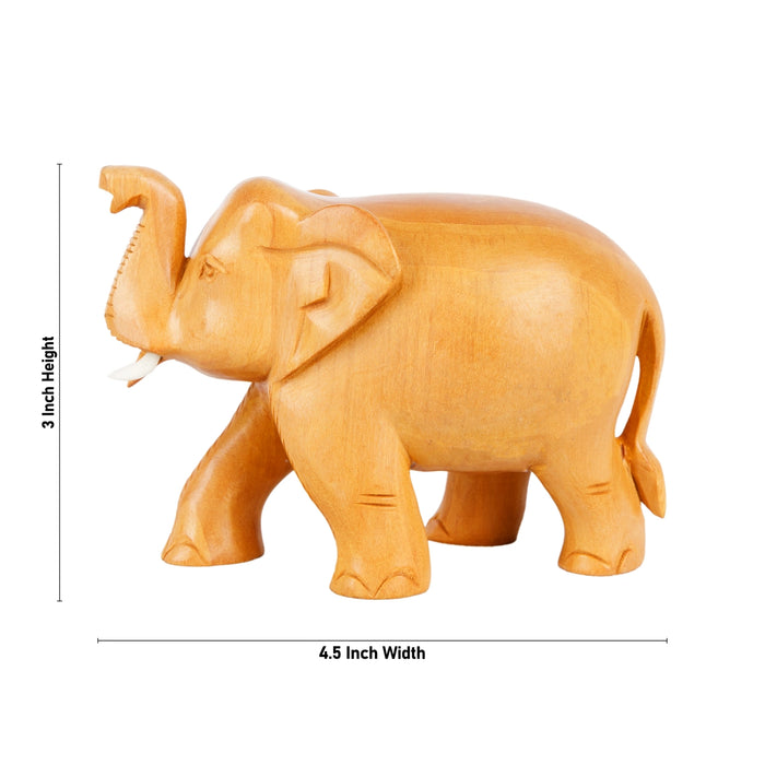 Elephant Statue - 3 x 4.5 Inches | Trunk Up Elephant Figurine/ Elephant Murti for Home Decor - Table Stand Accessories