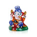 Ganesh Murti - 3 x 4.5 Inches | Painted Ganpati Murti/ Sitting Ganpati Idol/ Metal Vinayaka Statue for Pooja - Aluminium Murties