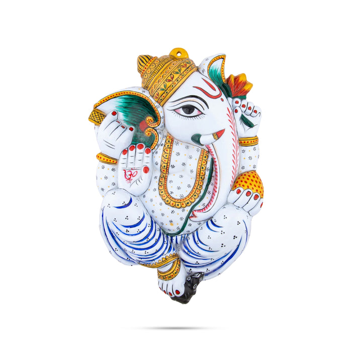 Ganesh Murti Wall Hanging - 11 x 7 Inches | Painted Vinayaka Statue Wall Hanger/Metal Ganpati Murti Wall Decor - Wall Hanging
