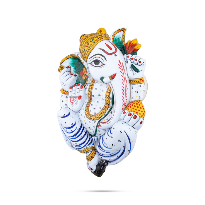 Ganesh Murti Wall Hanging - 11 x 7 Inches | Painted Vinayaka Statue Wall Hanger/Metal Ganpati Murti Wall Decor - Wall Hanging