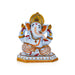 Ganesh Murti Sitting On Base - 6 x 5 Inches | Painted Vinayaka Statue/ Metal Ganpati Murti for Worship & Pooja - Aluminium Murties