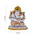Ganesh Murti Sitting On Base - 6 x 5 Inches | Painted Vinayaka Statue/ Metal Ganpati Murti for Worship & Pooja - Aluminium Murties
