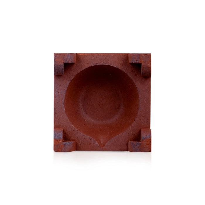 Tulsi Deep - 3 x 2 Inches | Terracotta Vilakku/ Tulasi Diya for Pooja