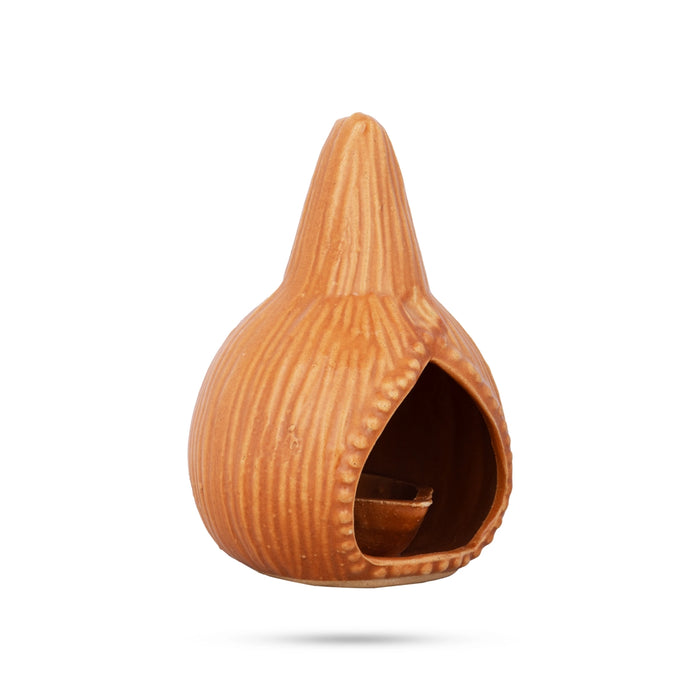 Agal Vilakku - 5 x 3.5 Inches | Coconut Shape Ceramic Lamp/ Karthik Deep for Pooja