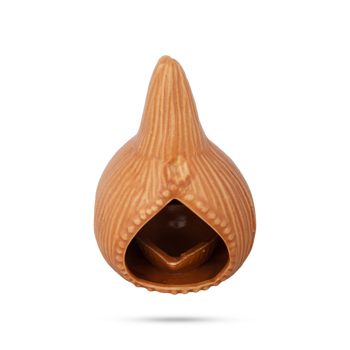 Agal Vilakku - 5 x 3.5 Inches | Coconut Shape Ceramic Lamp/ Karthik Deep for Pooja