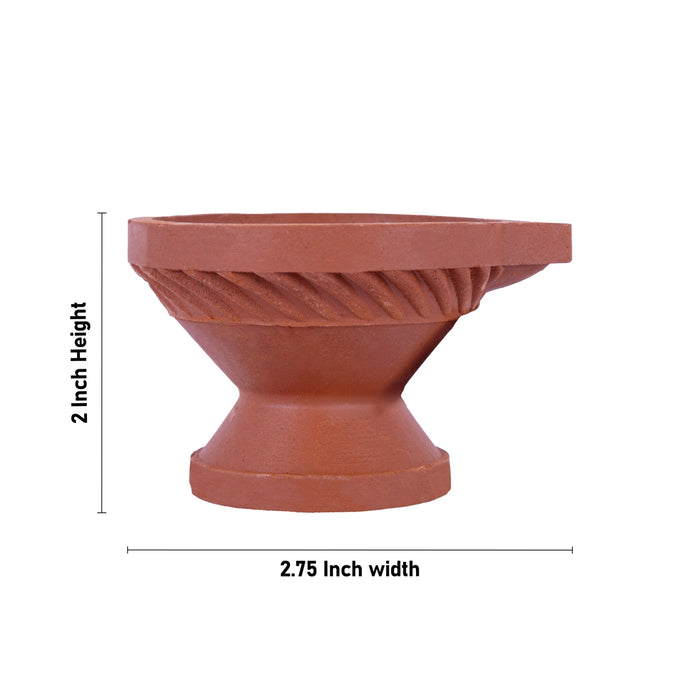Kartik Deepam With Base - 2 X 2.75 Inches | Terracotta Clay Agal Lamp/ Karthik Deepam For Festival Lighting - Karthik Deep
