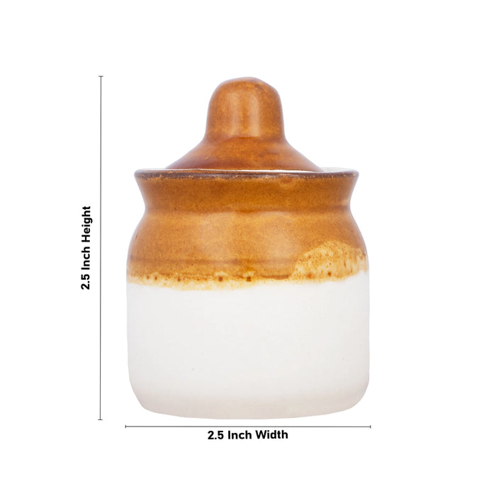 Jar with Lid - 2.5 x 2.5 Inches | Ceramic Storage Jar/ Storage Container/ Storage Box for Home Decor - Kitchen