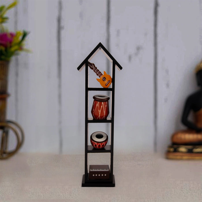 Instrument House - 11 x 3 Inches | Wooden Instrument House Decorative Showpiece