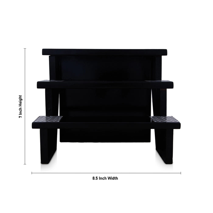 Golu Stand - 7 x 8.5 Inches | Wooden Golu Padi/ 3 Steps Golu Step for Navratri - Kolupadi Stand