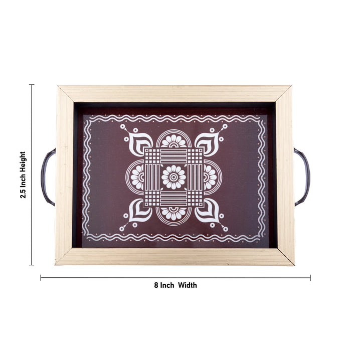Wooden Tray with Handle - 2.5 x 8 Inches | Wooden Serving Tray/ Picture Tray for Home Decor & Gifting