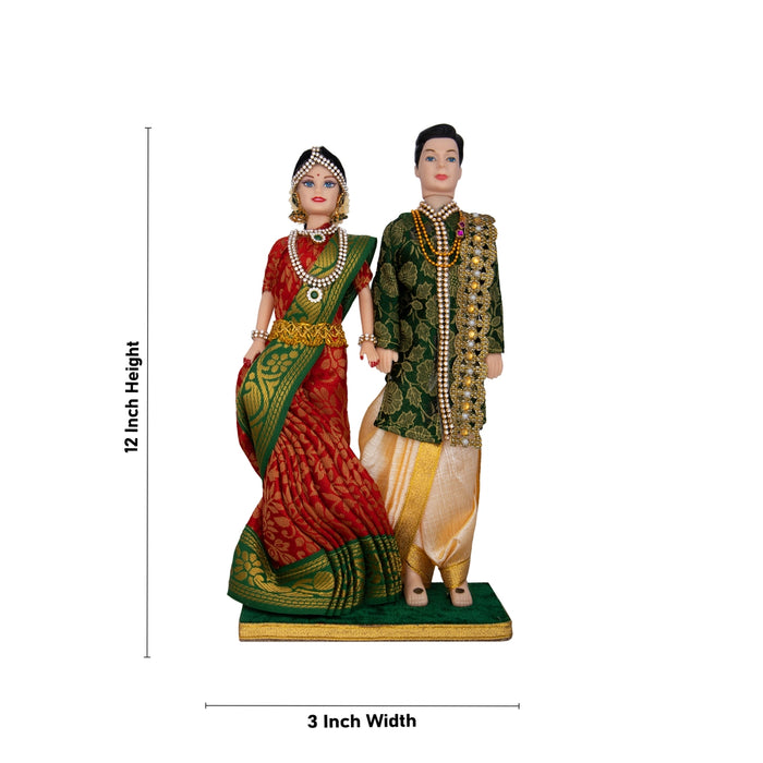 Young Couple Plastic Golu Bommai Pair - 12 x 3 Inches | Giri Golu Doll/ Navaratri Golu Bomma/ Gombe/ Bommai - Plastic Bommai