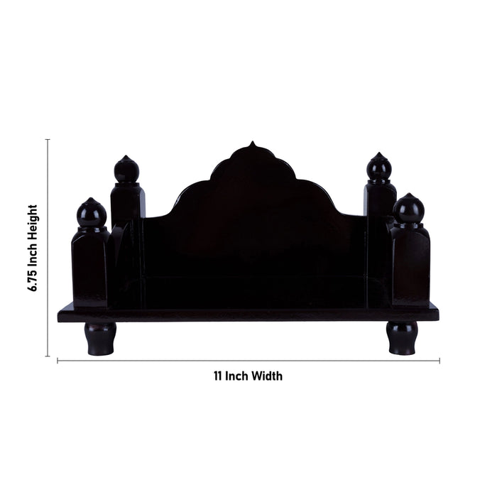 Simhasanam With Base - 6.75 x 11 x 6.75 Inches | Brown Coloured Pooja Chowki/ Wooden Mandasana for Deity - Pooja Aasan & Bajot & Pooja Mat