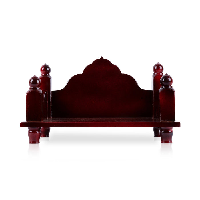 Simhasanam With Base - 6.75 x 11 x 6.75 Inches | Wooden Pooja Chowki/ Wooden Mandasana for Deity - Pooja Aasan & Bajot & Pooja Mat