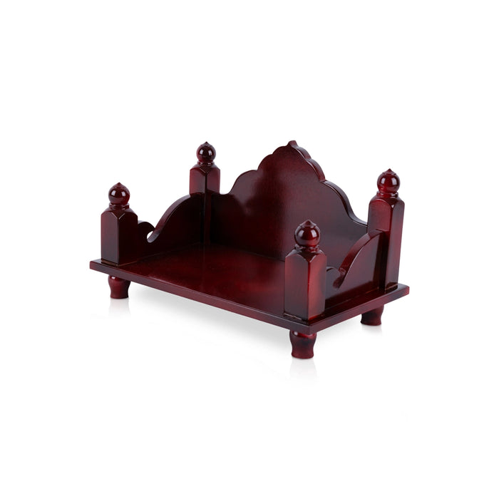 Simhasanam With Base - 6.75 x 11 x 6.75 Inches | Wooden Pooja Chowki/ Wooden Mandasana for Deity - Pooja Aasan & Bajot & Pooja Mat