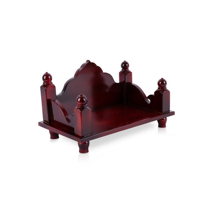 Simhasanam With Base - 6.75 x 11 x 6.75 Inches | Wooden Pooja Chowki/ Wooden Mandasana for Deity - Pooja Aasan & Bajot & Pooja Mat