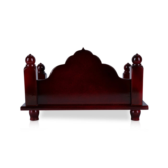 Simhasanam With Base - 6.75 x 11 x 6.75 Inches | Wooden Pooja Chowki/ Wooden Mandasana for Deity - Pooja Aasan & Bajot & Pooja Mat