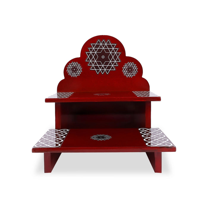 Kolu Padi with Arch - 9 x 8 Inches | Wooden Golu Padi / 2 Steps Golu Step / Kolam Design Golu Stand for Navratri