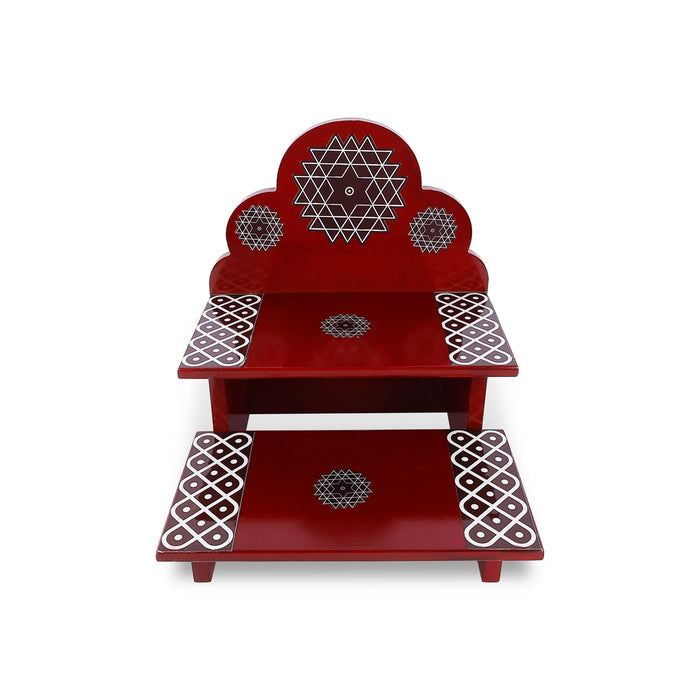Kolu Padi with Arch - 9 x 8 Inches | Wooden Golu Padi / 2 Steps Golu Step / Kolam Design Golu Stand for Navratri