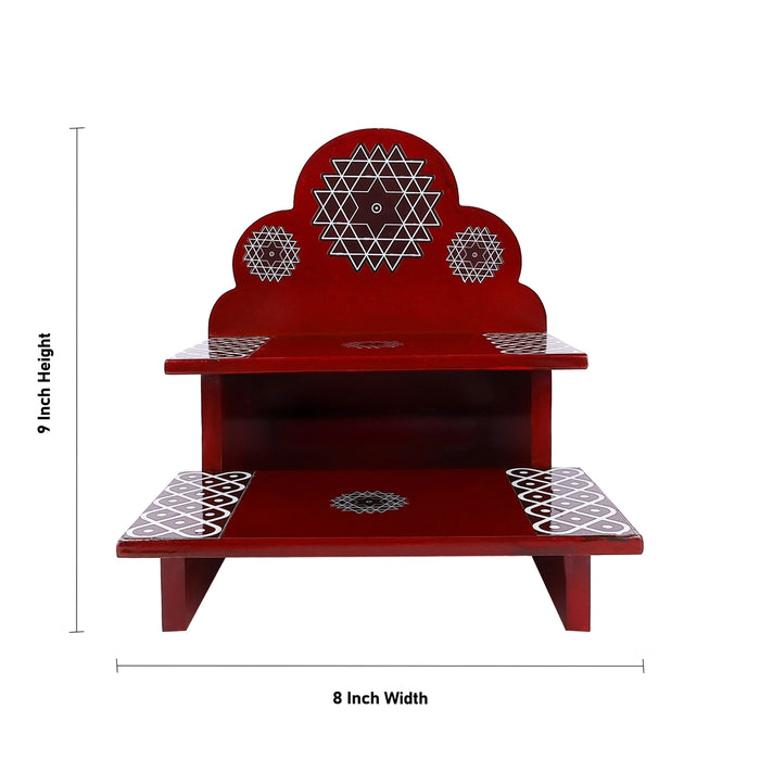 Kolu Padi with Arch - 9 x 8 Inches | Wooden Golu Padi / 2 Steps Golu Step / Kolam Design Golu Stand for Navratri