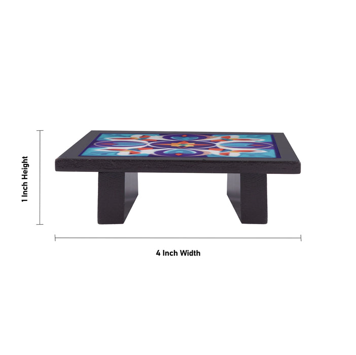 Square Manai - 1 x 4 Inches | Rangoli Chowki / Wooden Bajot / Aasan for Pooja