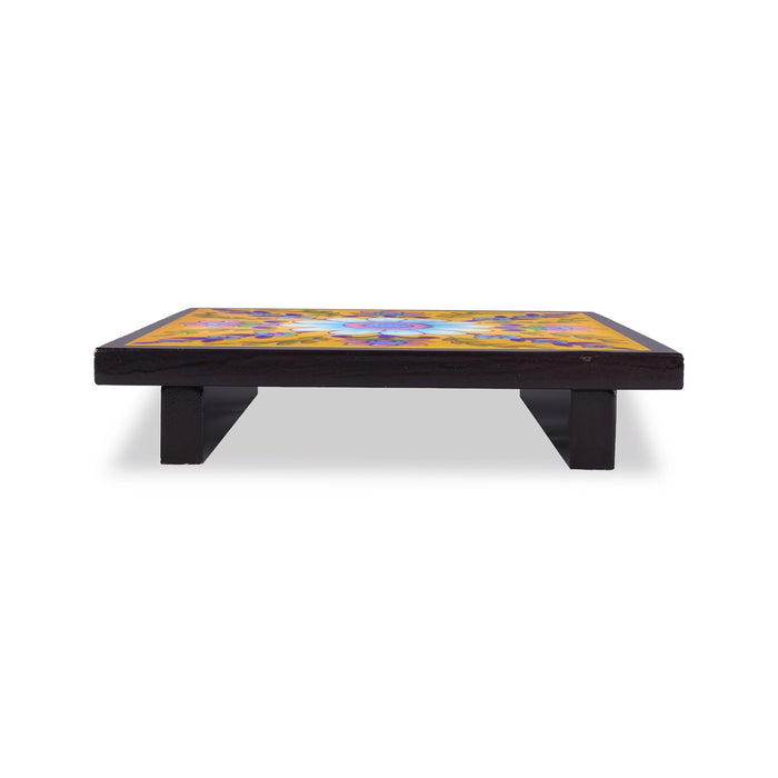 Rangoli Design Manai Palagai - 1.25 X 6 Inches | Square Shape Pooja Chowki/ Wooden Bajot/ Patla For Pooja