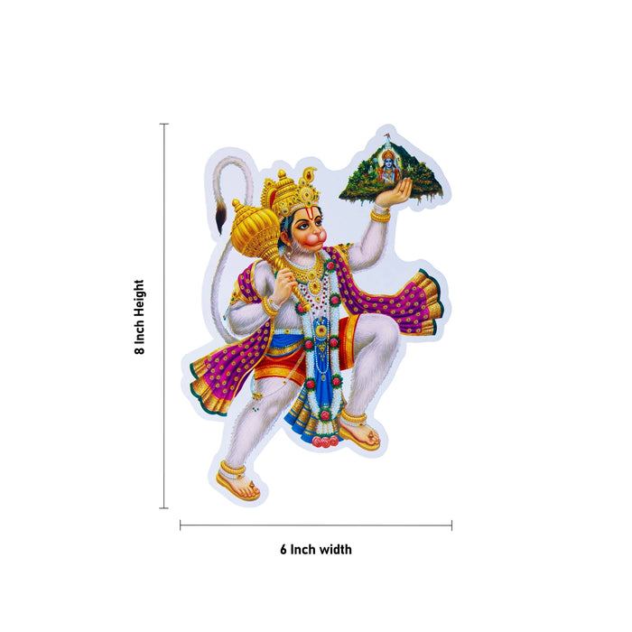 Hanuman Sticker - 8 x 6 Inches |5 Pcs/ Anjaneya Sticker/ Decorative Door & Wall Decor for Home