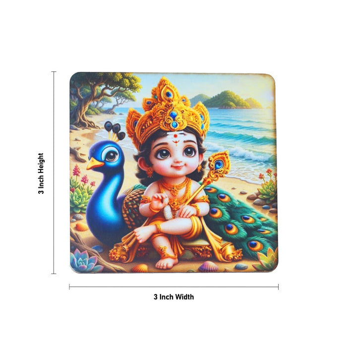 Cartoon Murugan Photo Magnet - 3 x 3 Inches | Fridge Magnet/ Picture Magnet for Home