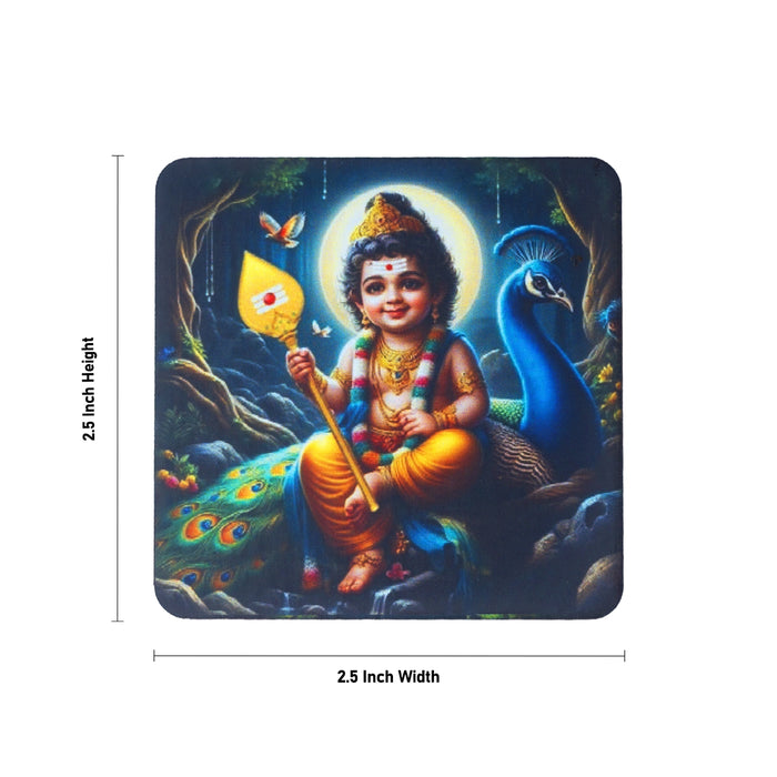 Moon Murugan Photo Magnet - 2.5 x 2.5 Inches | Fridge Magnet/ Picture Magnet for Gifting