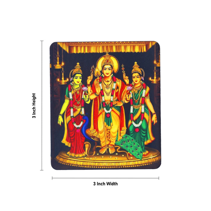 Photo Magnet - 3 x 3 Inches | Murugan Valli Deivanai Picture Magnet/ Fridge Magnet