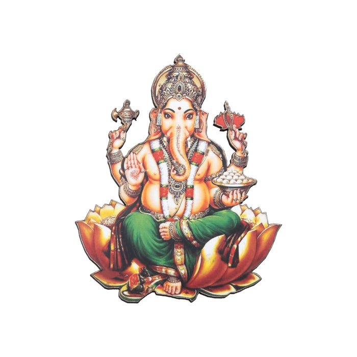 Ganesha Fridge Magnet - 3 x 2 Inches | Single Layer Photo Magnet/ Picture Magnet for Home/ 15 Gms Approx - Fridge Magnet