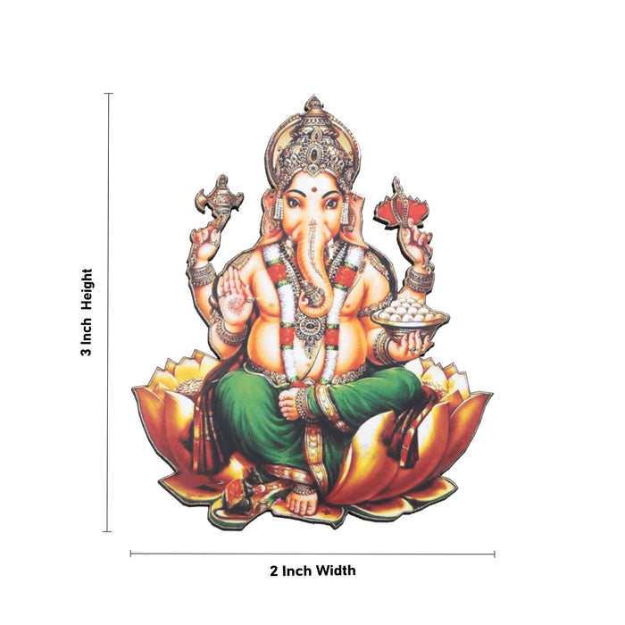 Ganesha Fridge Magnet - 3 x 2 Inches | Single Layer Photo Magnet/ Picture Magnet for Home/ 15 Gms Approx - Fridge Magnet